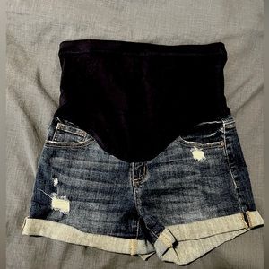 PINKBLUSH maternity jean shorts built in belly band